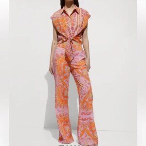 NWT MNG light cotton paisley print pants size 8